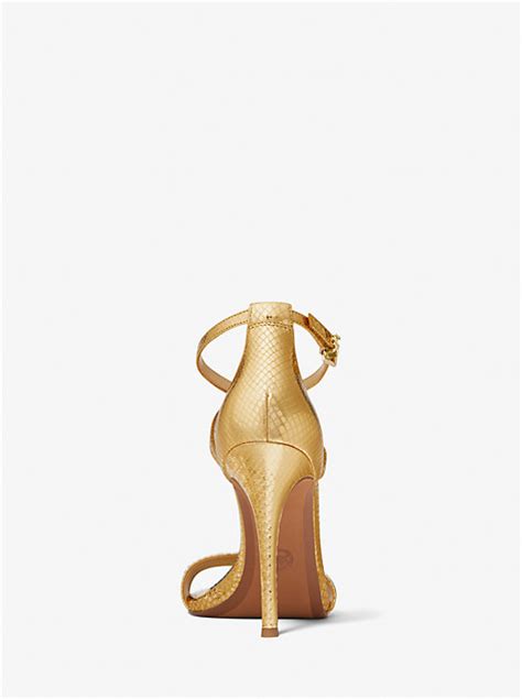 michael michael kors antonia metallic python embossed leather sandal|Antonia Metallic Python Embossed Leather Sandal .